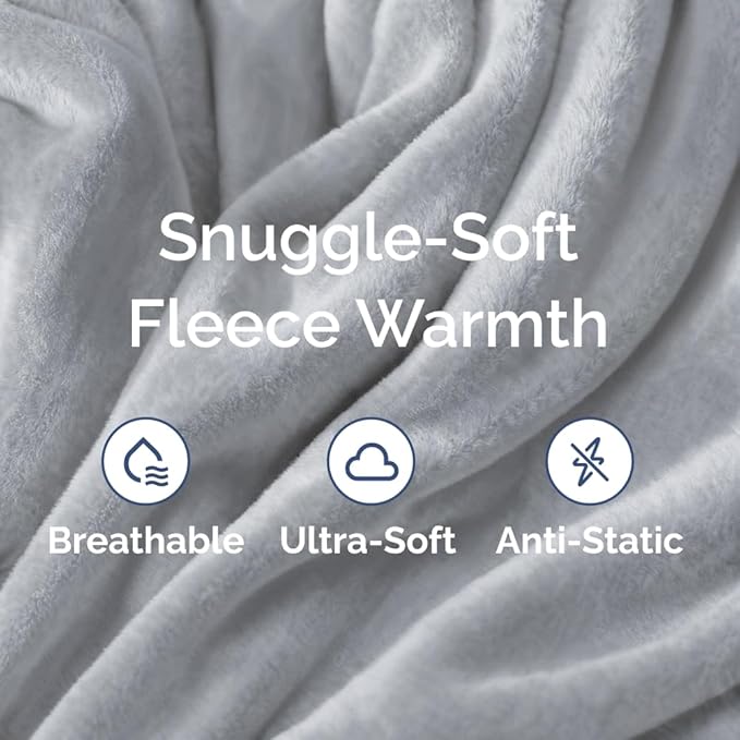 Ultra Soft Fleece Blanket Twin Size - Flannel Fleece Luxury Twin Blanket - Lightweight for Couch Bed Chair - Thick, Warm and Breathable - All Season Cozy Fuzzy, Anti-Static Microplush Bedding, Grey