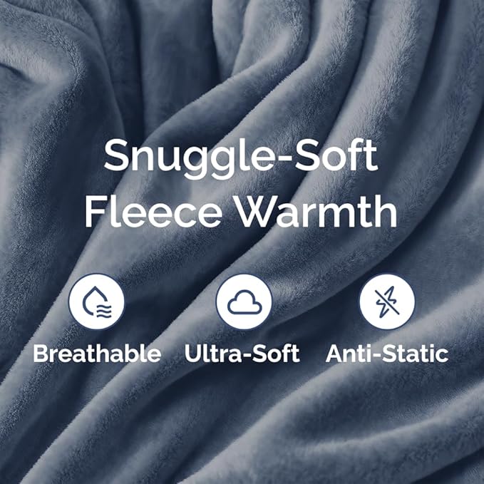 Ultra Soft Fleece Blanket Twin Size - Flannel Fleece Luxury Twin Blanket - Lightweight for Couch Bed Chair - Thick, Warm and Breathable - All Season Cozy Anti-Static Microplush Bedding, Washed Blue