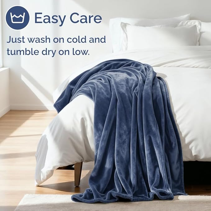 Ultra Soft Fleece Blanket Twin Size - Flannel Fleece Luxury Twin Blanket - Lightweight for Couch Bed Chair - Thick, Warm and Breathable - All Season Cozy Anti-Static Microplush Bedding, Washed Blue