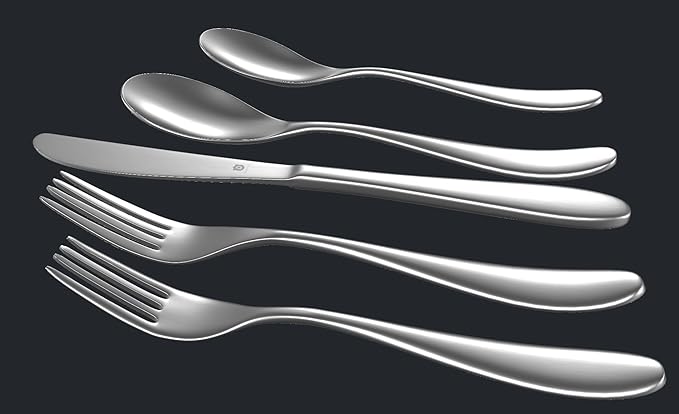 Matte Silverware Set, 18/10 Stainless Steel Satin Flatware, Modern Brushed Finish Cutlery, Dishwasher Safe & Durable, Built to Last (60-Piece, Marettimo)