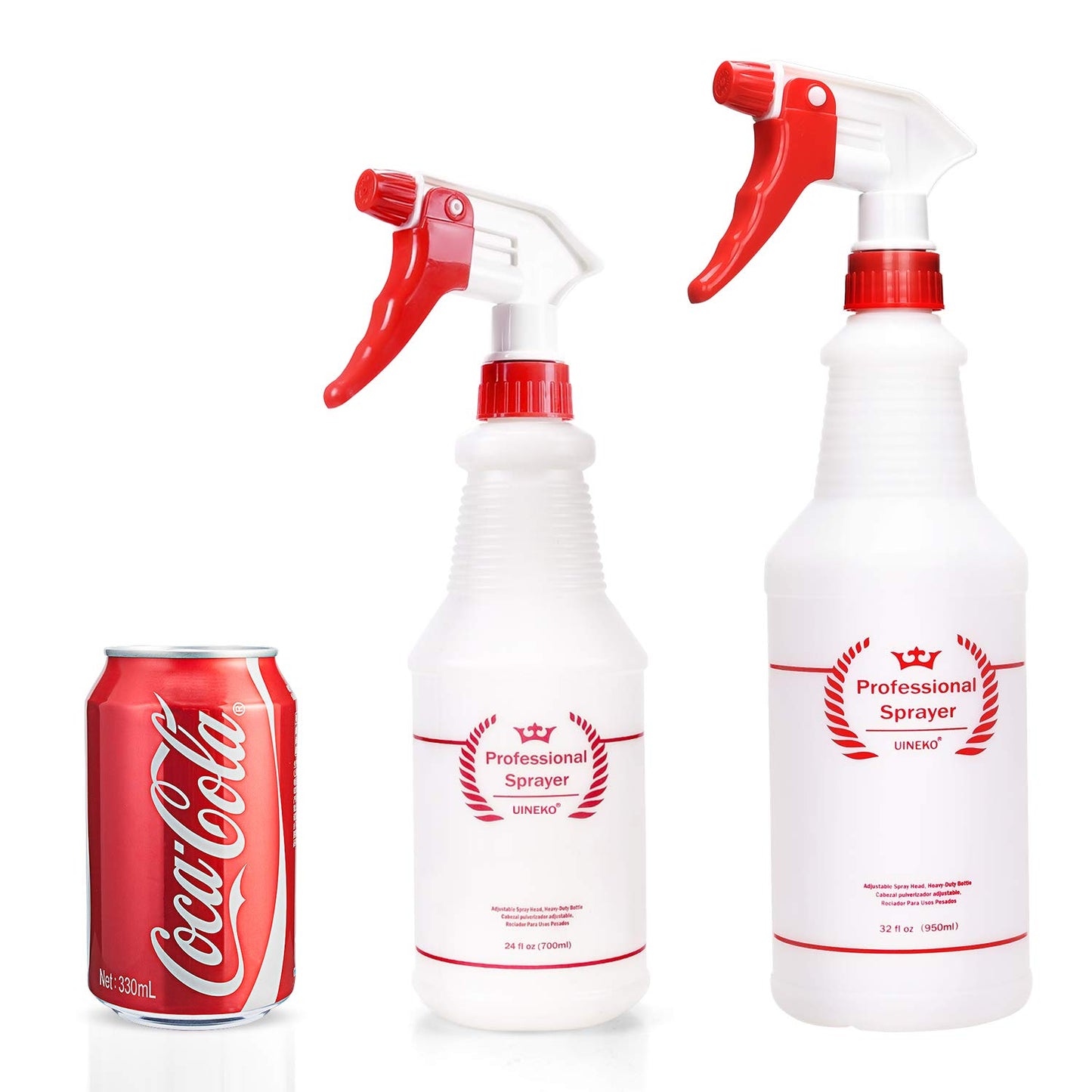 Plastic Spray Bottle 2 Pack, 32 Oz, All-Purpose Heavy Duty Spraying Bottles Leak Proof Mist Empty Water Sprayer for Cleaning Solution, Essential Oils, Hair, Planting, Pet with Adjustable Nozzle - Red
