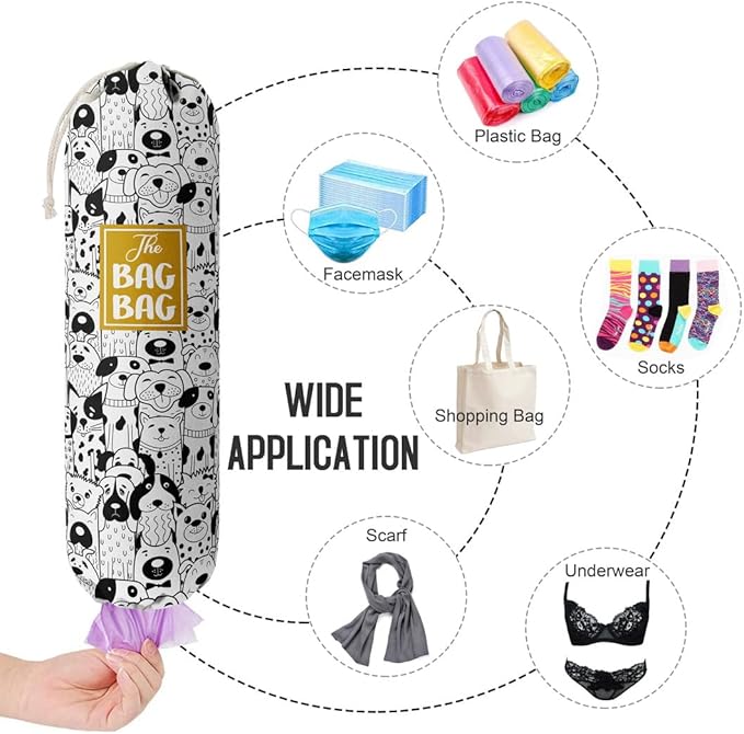 Grocery Bags Holder Organizer For Shopping Bags，Wall Mount Plastic Bags Storage Container Dispensers, Pet Lovers Home Kitchen Gifts For Women, Family, Friends, Dog Mom, Dog Dad