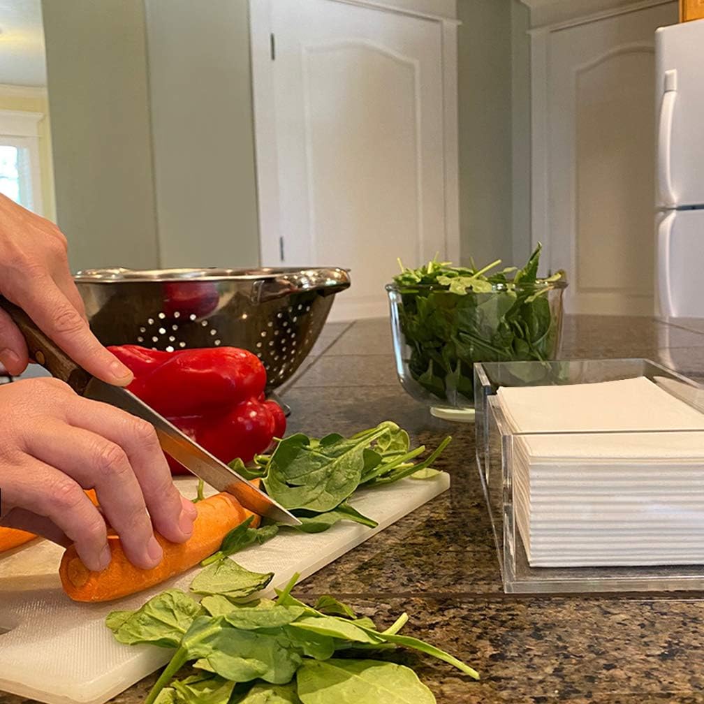 Sicily Acrylic Napkin Holder (5mm) Multifold Paper Towel Dispenser (9.87”W x 4.75”D x 2.75”H) Hand Towel Holder for Bathroom and Kitchen Countertop