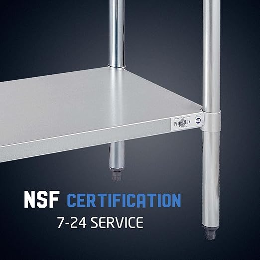 Profeeshaw Stainless Steel Prep Table NSF Commercial Work Table with Undershelf for Kitchen Restaurant 30×30 Inch