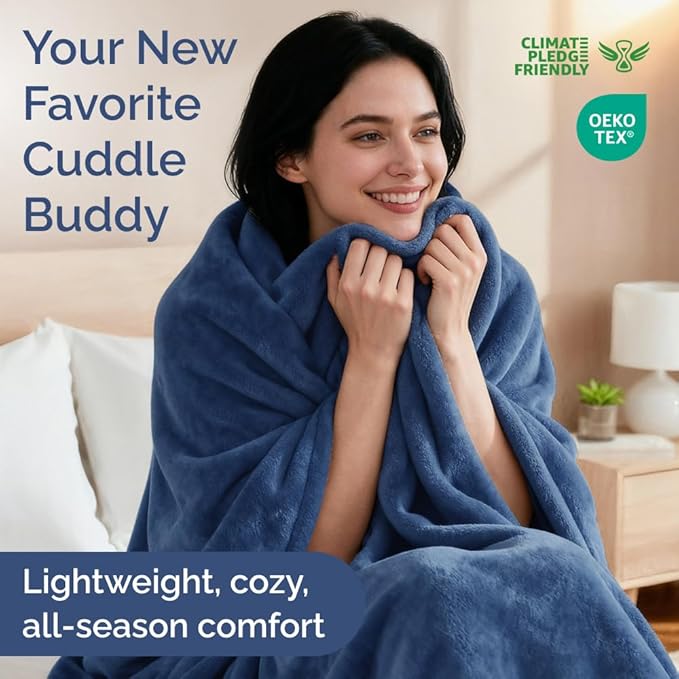 Ultra Soft Fleece Blanket Twin Size - Flannel Fleece Luxury Twin Blanket - Lightweight for Couch Bed Chair - Thick, Warm & Breathable - All Season Cozy Fuzzy Anti-Static Microplush Bedding, Royal Blue