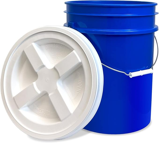 ePackageSupply 5 Gallon White Bucket with Gamma Seal Screw on Airtight Lid | Made in USA | Food Grade | Heavy-Duty | Durable 90 Mil All Purpose Pail | Easy Stack and Store | BPA Free (6 Count), Blue