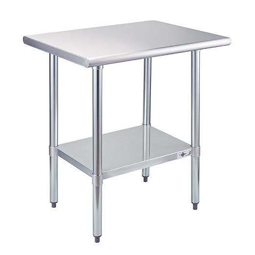 Profeeshaw Stainless Steel Prep Table 30x24 Inch NSF Commercial Work Table with Undershelf Heavy Duty Table for Kitchen Restaurant Home Hotel