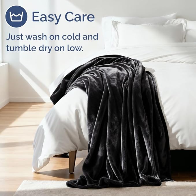 Ultra Soft Fleece Blanket Twin Size - Flannel Fleece Luxury Twin Blanket - Lightweight for Couch Bed Chair - Thick, Warm and Breathable - All Season Cozy Fuzzy, Anti-Static Microplush Bedding, Black