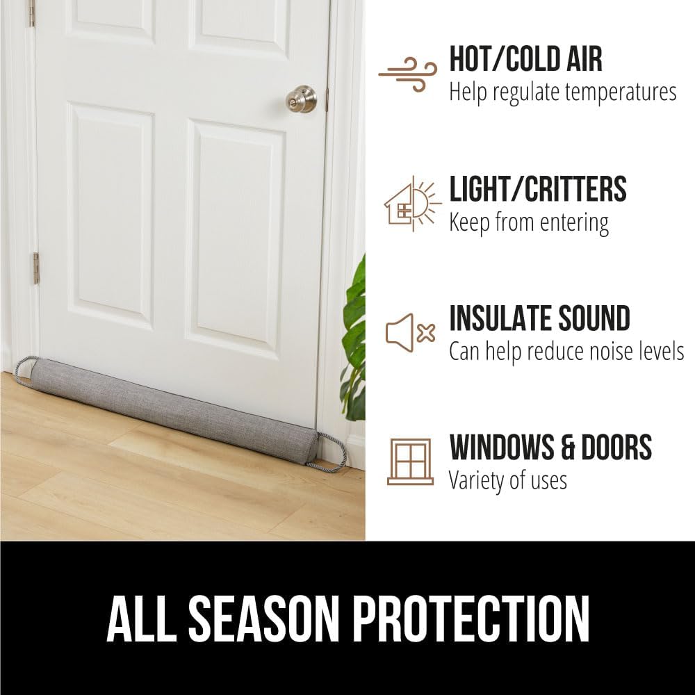 GORILLA GRIP Door Draft Stopper for Bottom of Doors, Weather Stripping Seal Blocks Hot Air, Noise, Bugs, Keeps Cold AC in, Sound Proofing Easy Install Gap Filler, Home Essentials, 38 Inch, Slate Gray