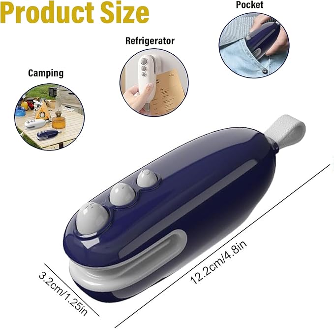 2Pcs Mini Bag Sealer 2 in 1Heat Sealer with Cutter and Magnet Portable handheld Rechargeable Food Bag Sealer Plastic Bag Sealing Machine for Snacks, Chips& Food Storage (white+blue)