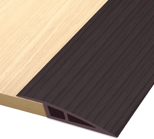 Vinyl Door Threshold Flooring Transition Strip Self Adhesive Carpet Edging Strip for Laminate Doorway Edge Threshold from 3/5" to 4/5" (Black Walnut Wood Grain, 10 Ft)