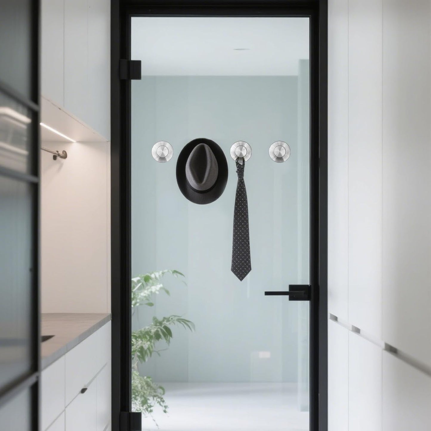 4 Pcs Suction Cup Hooks for Shower，Removable Hooks，Towel Hook，Suction Hook for Bathroom, Bedroom, Glass Window (Bright Silver)