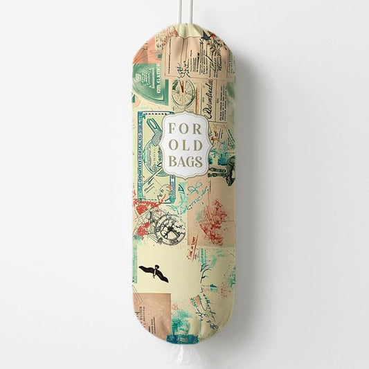 Vintage Plastic Bag Holder, For Old Bags Plastic Bag Holder, Sack Holders for Plastics Bags Groceries Store, Reusable Trash Sack Storage Dispenser, Kitchen Gifts to Women Family Friends