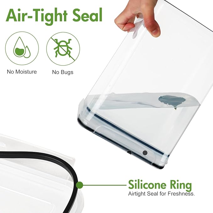 ALSO GO 2 PC Extra Large Food Storage Containers with Lids Airtight, 9.5L, 335Oz, Clear Plastic Kitchen and Pantry Storage Containers, Bulk Storage for Cereal, Flour, Sugar, Rice