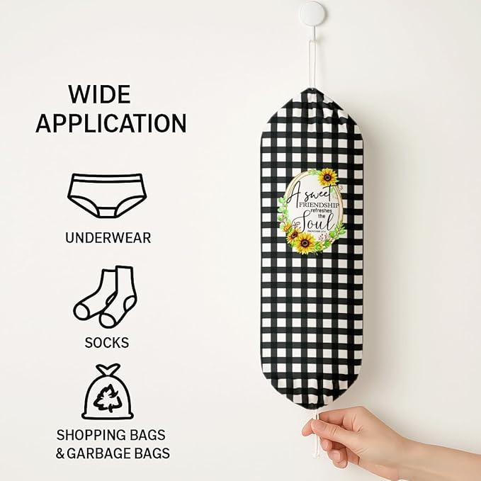 Plastic Bag Holder, A Sweet Friendship Refreshes The Soul Plastic Bag Holder for Christian Decor, Reusable Hanging Inspirational Trash Sacks Dispenser, Kitchen Decor,Gifts for Women Grandma Mom