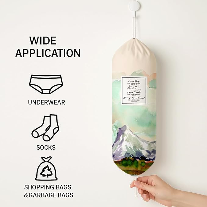 Plastic Bag Holder, Plastic Bag Holder with Bible Verse, Reusable Hanging Grocery Bags Organizer for Home Kitchen Pantry Decor, Inspirational Religious Kitchen Gifts for Women Friends and Family