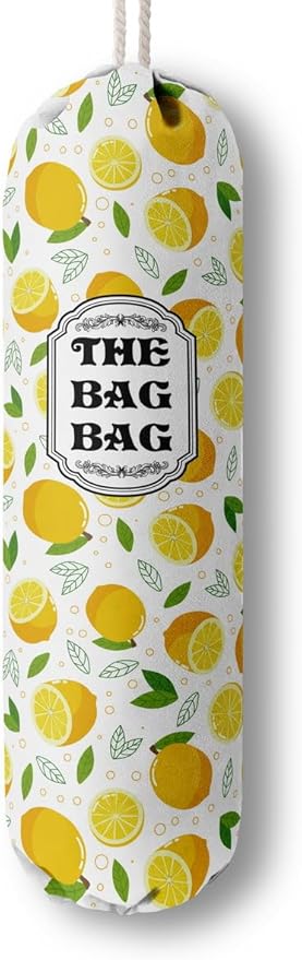 The Bag Grocery Holder, Lemon Organizer for Shopping Bags, Wall Mount Plastic Storage Container Dispenser, Kitchen Gifts for Women Family Friends Grandma Mom (C-2)