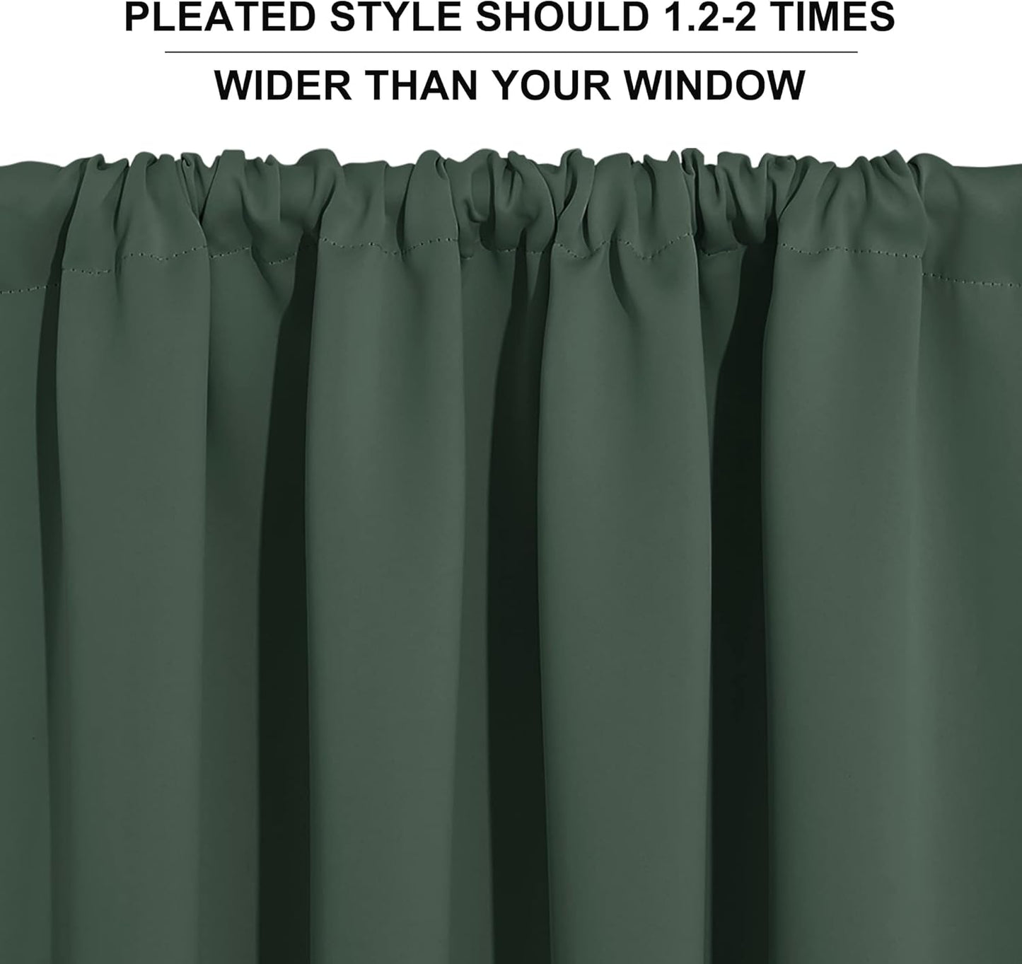 RYB HOME 54 inch Curtains for Living Room, Rod Pocket Thermal Insulated Small Window Drapes Room Darkening Shades for Bedroom Studio Closet, W 42 x L 54 inch, Set of 2 Panels, Dark Green