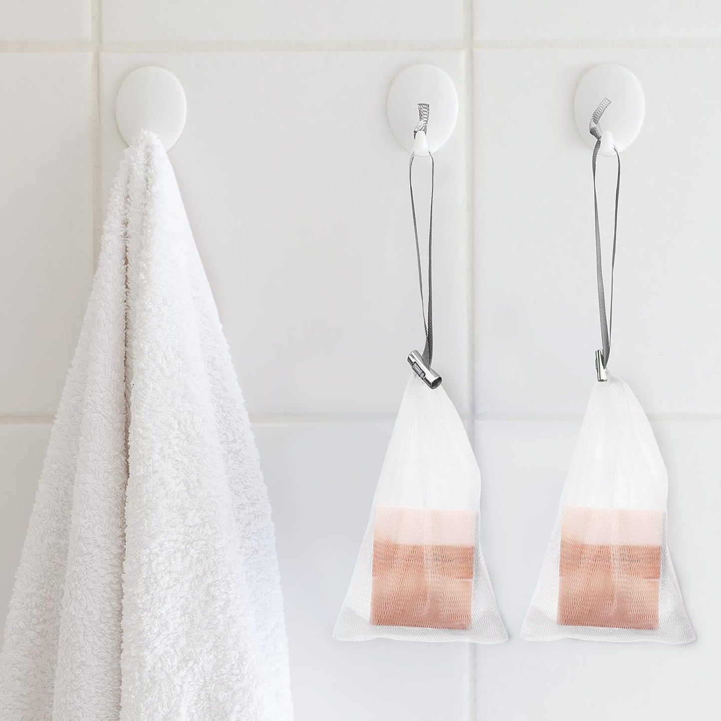 Cobahom 6 Pcs Mesh Soap Bag Mesh Foaming Net Soap Sack Bags Soap Handmade Soap Bubble Mesh Net Bags with Drawstring for Bath & Shower (Gray)