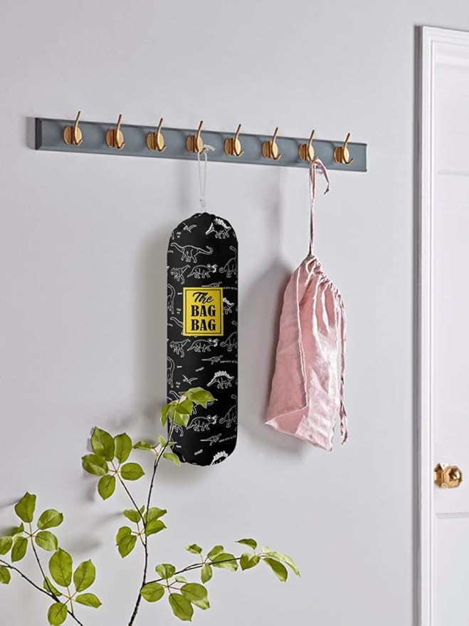 HiLus Dinosaur Pattern Grocery Bags Holder, Wall Mount Plastic Bags Storage Container Dispenser, Kitchen Organizer (H-18)