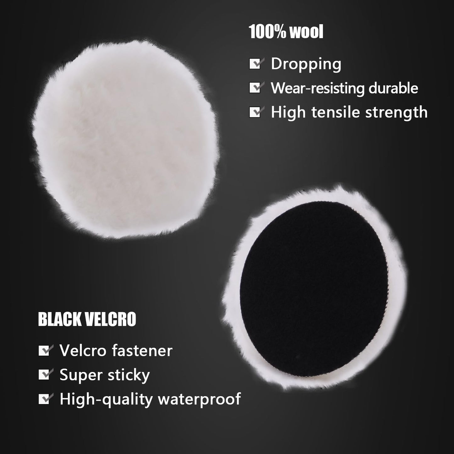 Wool Polishing Buffing Pad, SPTA 6 Pcs 6 Inch 150mm Polishing Buffing Wheel for Drill Buffer Attachment with 5/8"-11 Drill Adapter Compound Cutting & Polishing for Car Polisher