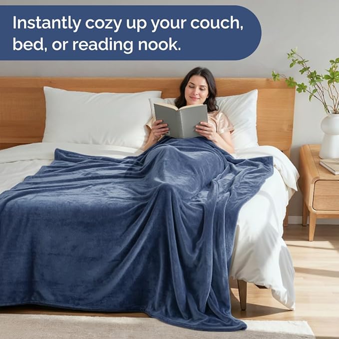 Ultra Soft Fleece Blanket Twin Size - Flannel Fleece Luxury Twin Blanket - Lightweight for Couch Bed Chair - Thick, Warm and Breathable - All Season Cozy Anti-Static Microplush Bedding, Washed Blue