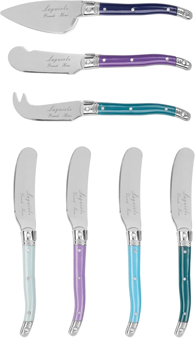 French Home 7 Piece Laguiole Sm Cheese Knives and Spreaders - Plum Rose