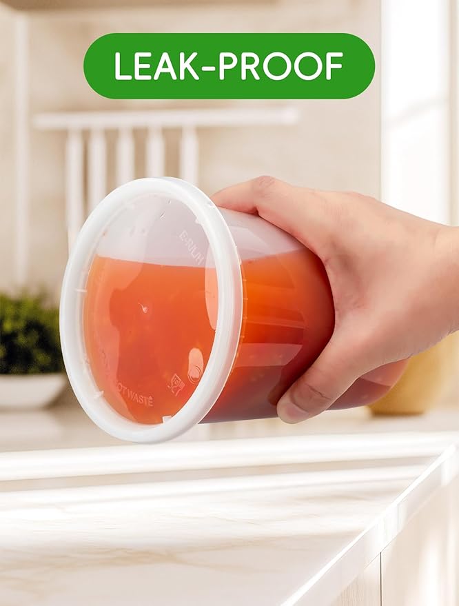 50 Pack 32 oz Plastic Food Containers with Lids BPA Free Stackable Leakproof Deli Containers for Meal Prep Slime Soup Microwave Freezer Dishwasher Safe