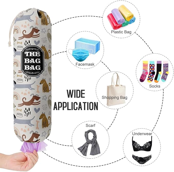 The Bag Bag Grocery Bags Holder Organizer, Wall Mount Plastic Storage Container Dispenser, Pet Lovers' Home Kitchen Bags, Ideal Gifts For Women, Dog Mom, Dad