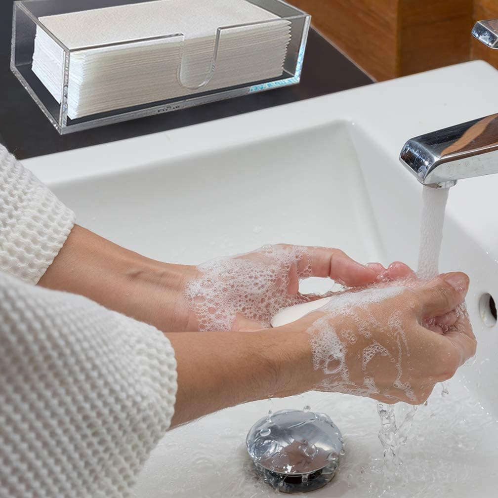 Sicily Acrylic Napkin Holder (5mm) Multifold Paper Towel Dispenser (9.87”W x 4.75”D x 2.75”H) Hand Towel Holder for Bathroom and Kitchen Countertop