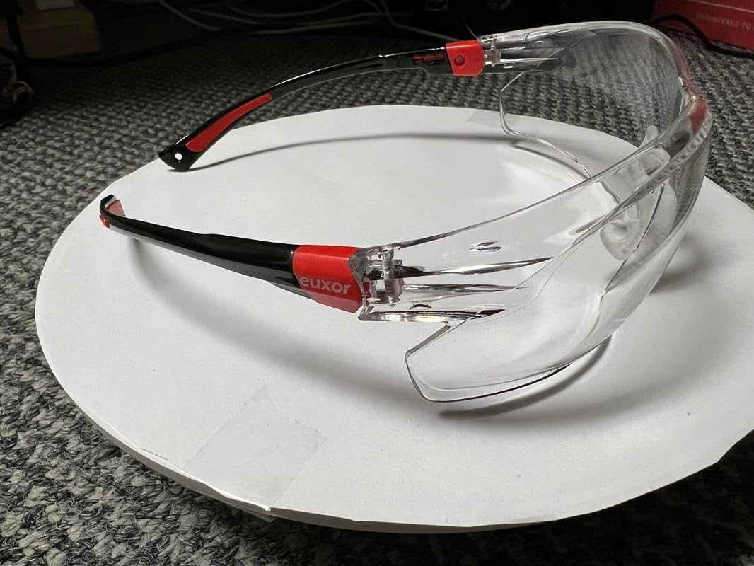 Red Frame (New) Safety Glasses Goggles for Eye Protection with Clear Anti Fog Scratch Resistant shattered Proof, Best Safety Glasses of ANSI Z87 & EN 166 with Carrying Case (1 Piece).