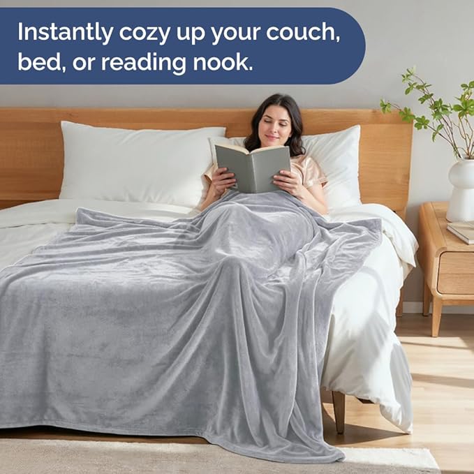 Ultra Soft Fleece Blanket Queen Size - Flannel Fleece Luxury Queen Blanket - Lightweight for Couch Bed Chair - Thick, Warm and Breathable - All Season Cozy Fuzzy, Anti-Static Microplush Bedding, Grey
