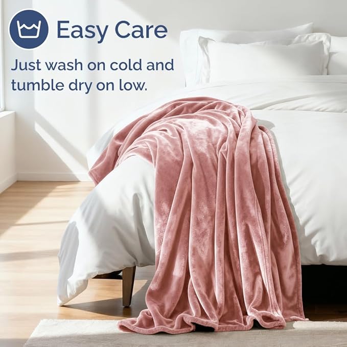 Ultra Soft Fleece Blanket King Size - Flannel Fleece Luxury King Blanket - Lightweight for Couch Bed Chair - Thick, Warm & Breathable - All Season Cozy Fuzzy, Anti-Static Microplush Bedding, Rose Pink