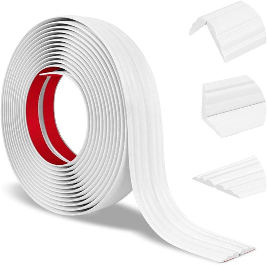 Wall Corner Protector Peel and Stick Corner Trim Molding Flexible Inside & Outside Wall Edge Guard Self Adhesive Moulding Trim for Edge Use, White, 0.8” W x 20’ L