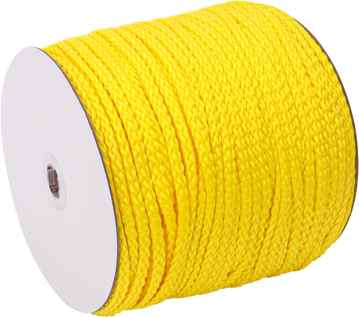 Polypropylene Rope - 1/4 Inch Yellow Nylon Rope, 500 Feet Long - Ideal for Tarps, Tie-Downs, Home Improvement & Hardware Needs