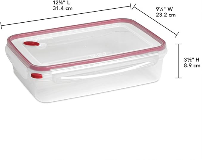 Sterilite Ultra-Seal 16 Cup Rectangle, Airtight Food Storage Container, Latching Lid, Microwave and Dishwasher Safe, Clear With Blue Gasket, 12-Pack