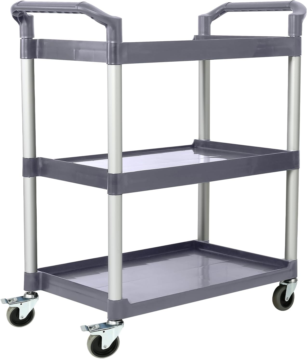 3-Tier Utility Rolling Cart with Wheels, Durable Catering carts with Wheels, Rolling Storage Cart for Hotel Canteen Resturant Office (Grey, 37" L x 16.54” W x 31.5" H) (Gray, 31.4"D x 16.5"W x 37.7"H)