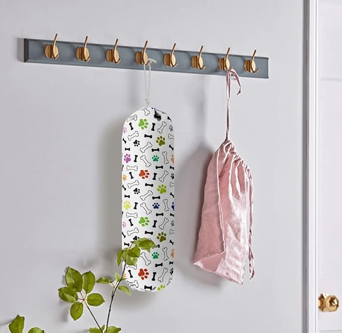Dog Pattern Grocery Bags Holder & Organizer - Wall Mount Plastic Bags Storage Dispensers - Perfect For Shopping, Kitchen, Home & Gifts