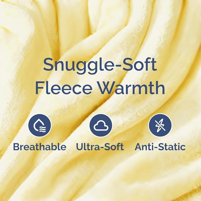 Ultra Soft Fleece Blanket Twin Size - Flannel Fleece Luxury Twin Blanket - Lightweight for Couch Bed Chair - Thick, Warm and Breathable - All Season Cozy Fuzzy, Anti-Static Microplush Bedding, Yellow