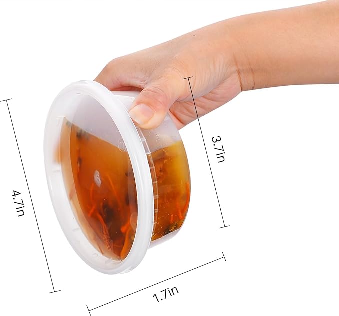 EDI [8 OZ, 50 Sets] Plastic Deli Food Storage Containers with Airtight Lids | Microwave-, Freezer-, Dishwasher-Safe | BPA Free | Heavy-Duty | Meal Prep | Leakproof | Recyclable