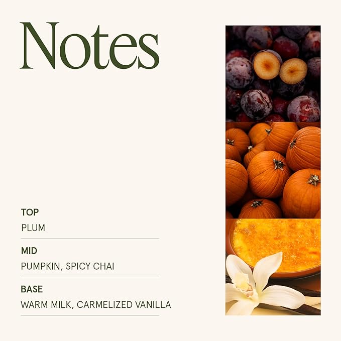 LA JOLIE MUSE Pumpkin Chai Candle – Pumpkin, Spicy Chai & Vanilla Scent | 19 oz Large Wooden Wick| Natural Soy Wax | 90 Hours Clean Burn | Gift-Ready for Autumn Hosting | Seasonal Home Décor