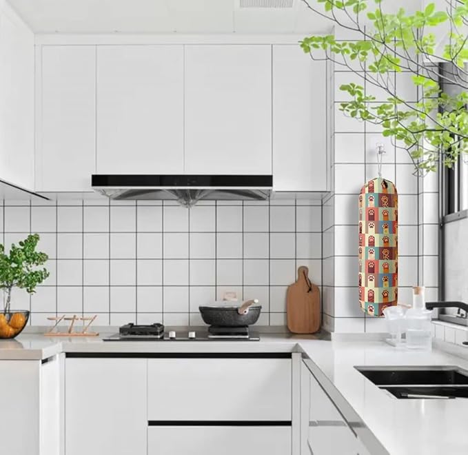 Cat Pattern Grocery Bags Holder Organizer For Shopping Bags，Wall Mount Plastic Bags Storage Container Dispensers, Pet Lovers Home Kitchen Gifts For Women, Family, Friends, Cat Dad, Cat Mom