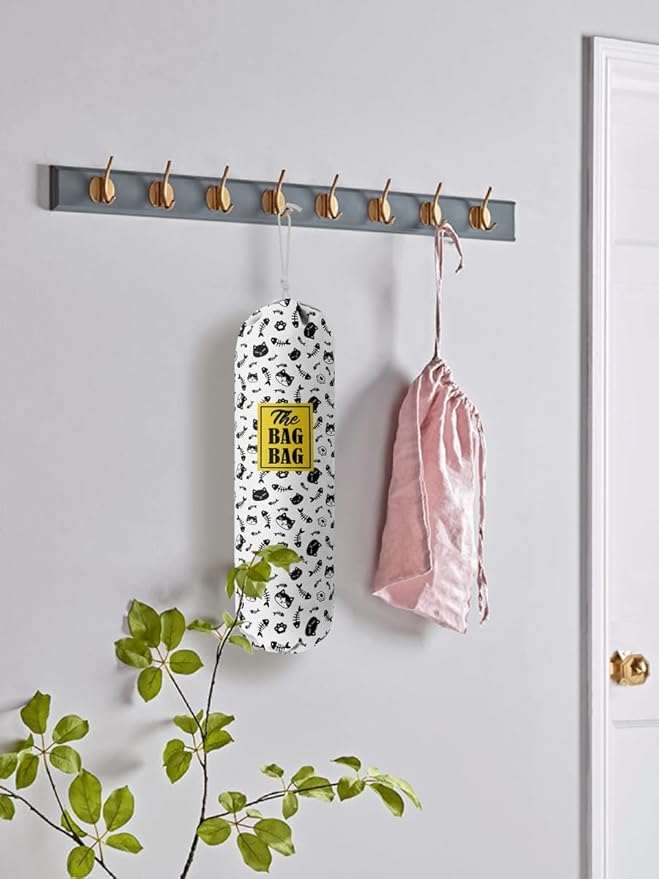 Grocery Bags Holder Organizer For Shopping Bags, Wall Mount Plastic Bags Storage Container Dispensers, Pet Lovers Home Kitchen Bags, The Bag Bag Grocery Bag Holder, Gifts For Women Cat Mom Dad (G-38)