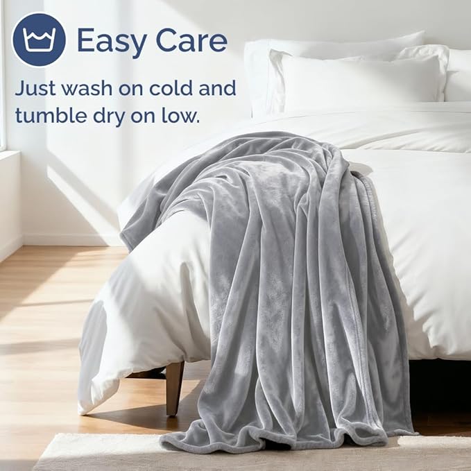 Ultra Soft Fleece Blanket Twin Size - Flannel Fleece Luxury Twin Blanket - Lightweight for Couch Bed Chair - Thick, Warm and Breathable - All Season Cozy Fuzzy, Anti-Static Microplush Bedding, Grey