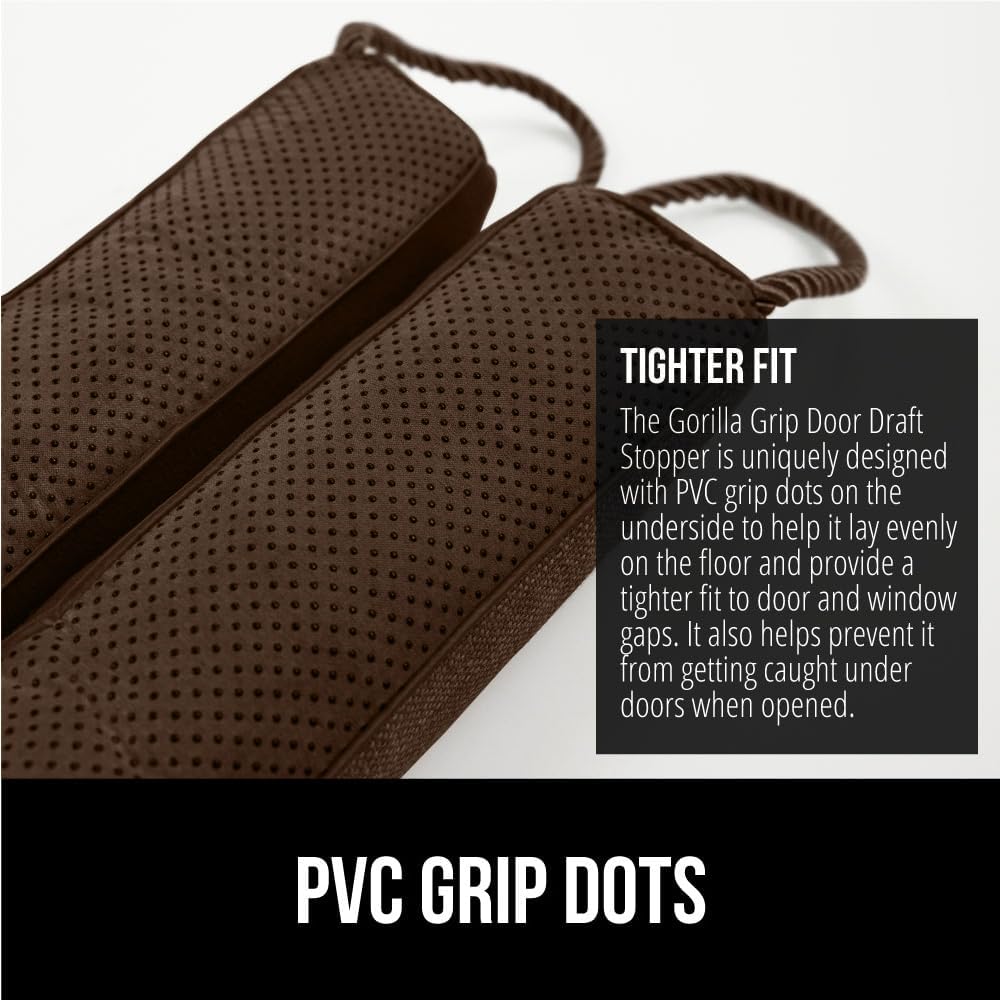 GORILLA GRIP Door Draft Stopper for Bottom of Doors, Weather Stripping Seal Blocks Hot Air, Noise, Bugs, Keeps Cold AC in, Sound Proofing Easy Install Gap Filler, Home Essentials, 36 Inch, Brown