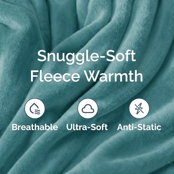 Ultra Soft Fleece Blanket Twin Size - Flannel Fleece Luxury Twin Blanket - Lightweight for Couch Bed Chair - Thick, Warm & Breathable - All Season Cozy Fuzzy, Anti-Static Microplush Bedding, Turqoise