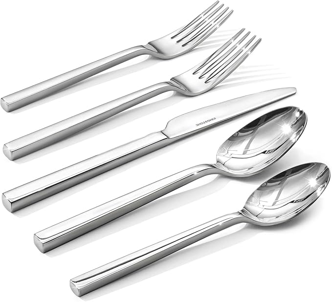 KINGSTONE Silverware Set, 20-Piece Flatware Cutlery Set Premium Stainless Steel, Service for 4, for Kitchen, Home, Wedding, Party, Mirror Polished and Dishwasher Safe