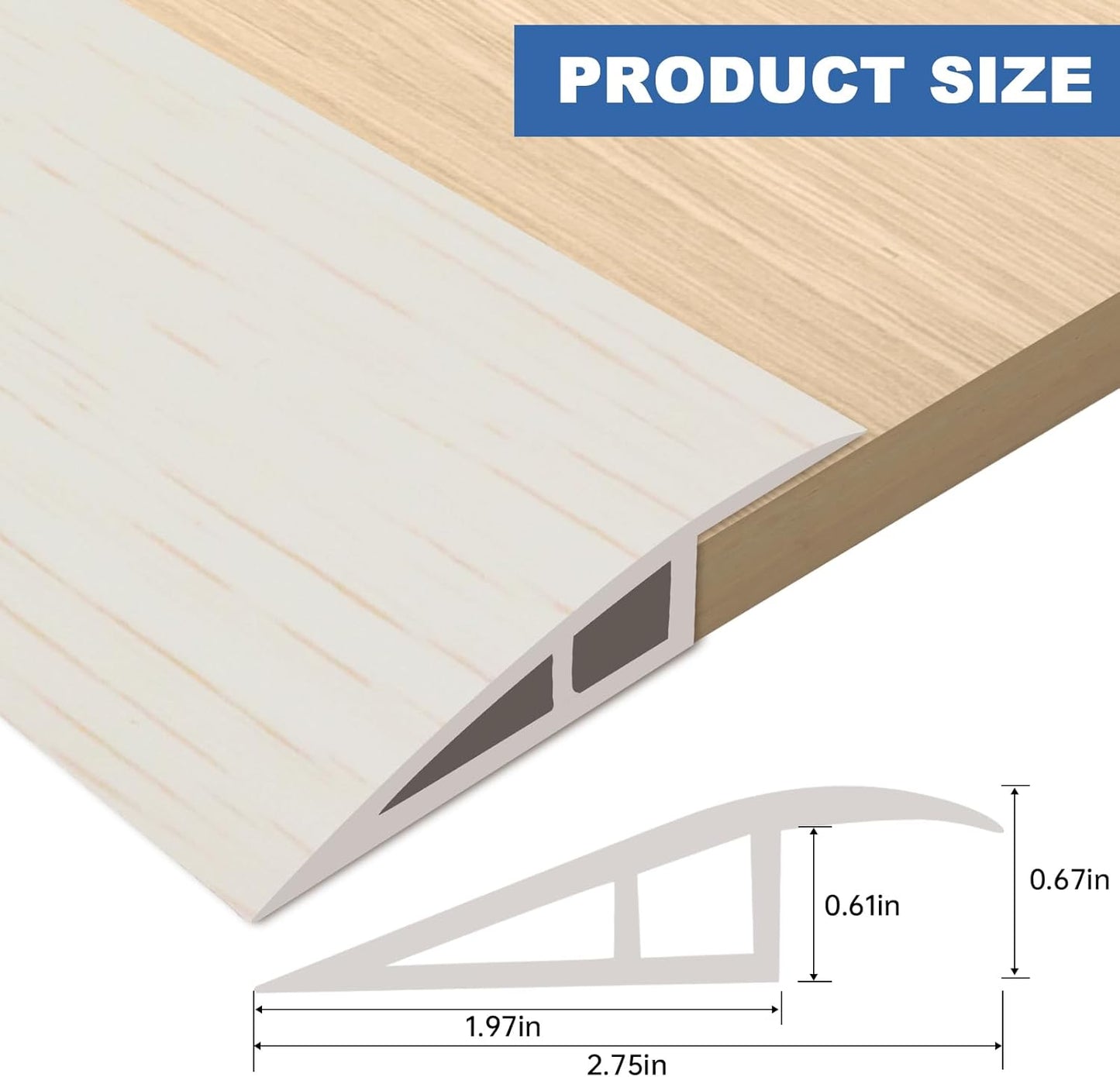 Vinyl Door Threshold Flooring Transition Strip Self Adhesive Carpet Edging Strip for Laminate Doorway Edge Threshold from 2/5" to 3/5" (Beige Wood Grain, 10 Ft)