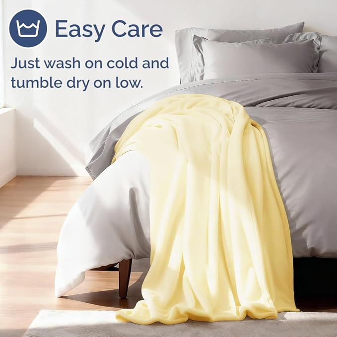 Ultra Soft Fleece Blanket Twin Size - Flannel Fleece Luxury Twin Blanket - Lightweight for Couch Bed Chair - Thick, Warm and Breathable - All Season Cozy Fuzzy, Anti-Static Microplush Bedding, Yellow