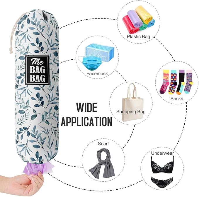 The Bag Grocery Bag Holder, Leafage Grocery Bags Holder Organizer, Wall Mount Plastic Bags Storage Container Dispensers, Kitchen Gifts For Women Family Friends Grandma Mom(E-6)